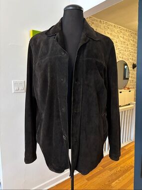 Banana Republic Dark Brown Suede Button-Front Shirt Jacket